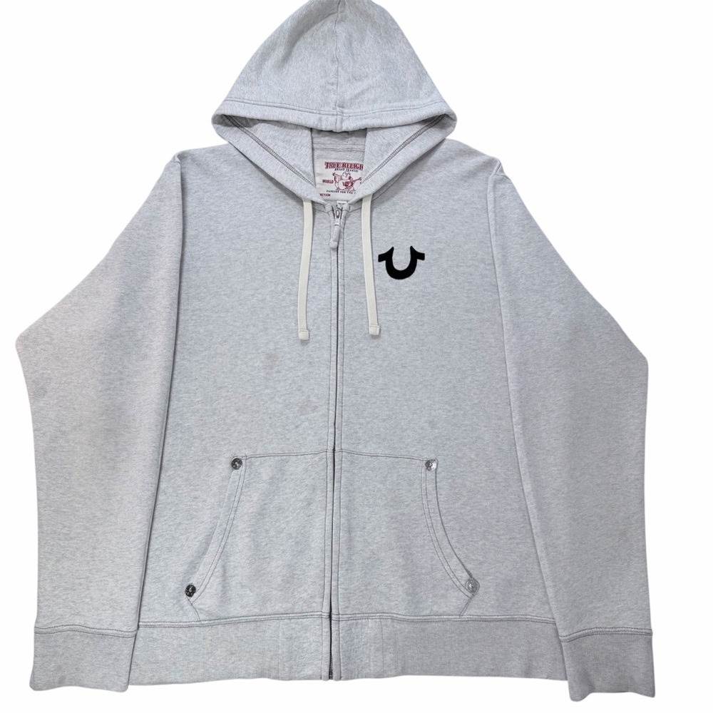 True Religion Classic Logo Front Zip Hoodie Size 2XL Men's - Picture 2 of 16